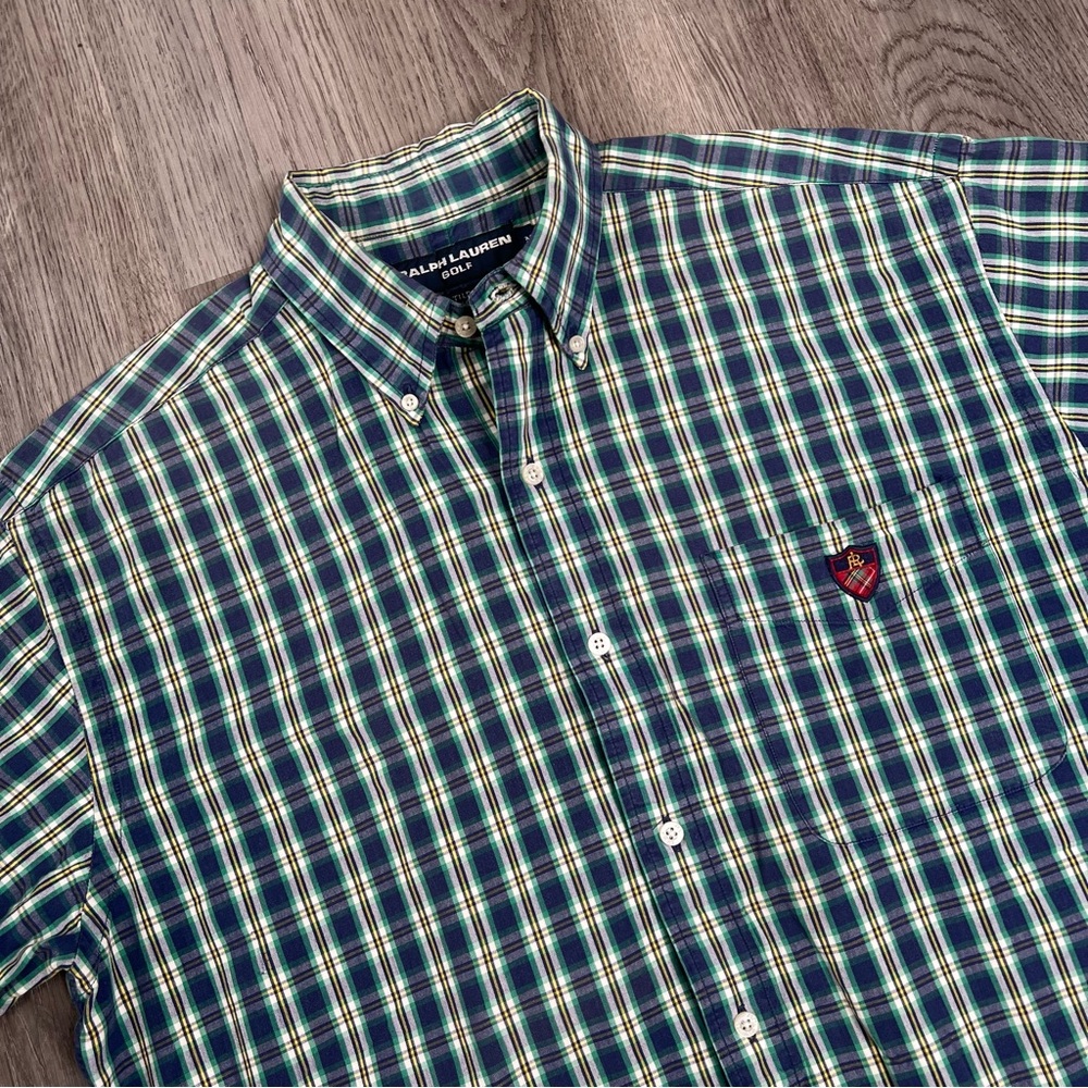 Polo Ralph Lauren Golf‎ Button Up Tilden Shirt Mens Medium S/S Plaid Multicolor